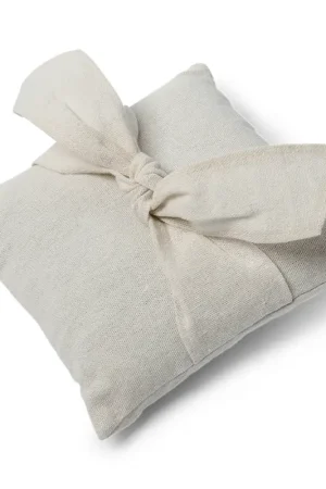 Retour Gratuit Coussin porte alliance en lin avec noeud