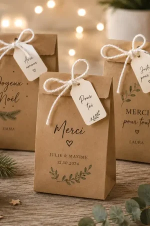 Commander Maintenant Sachet Kraft avec lien et etiquette x 6 pièces