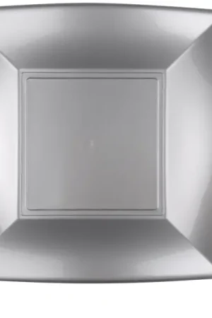 Prix Réduit Grande assiette en plastique carrée Gris 29x29cmx 8 pièces