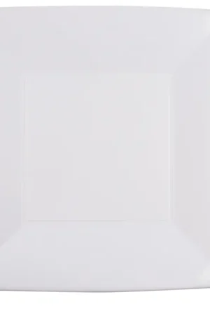 Grande assiette en plastique carrée Blanc 29x29cmx 8 pièces Meilleure Vente