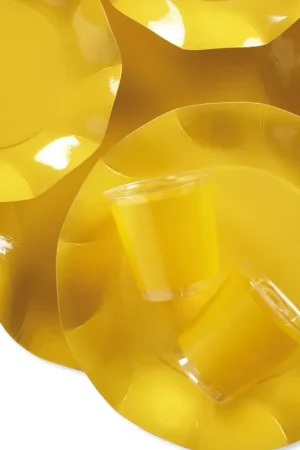 Expédition Rapide Assiette en carton design Vague Jaune 27cm x 10 pièces