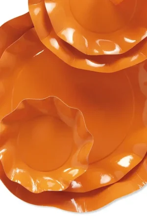 Assiette en carton design Vague Orange 27cm x 8 pièces Expédition Rapide