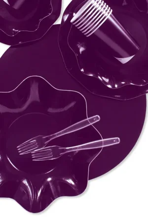 Promotion Saisonnière Assiette en carton design Vague Violet 27cm x 10 pièces