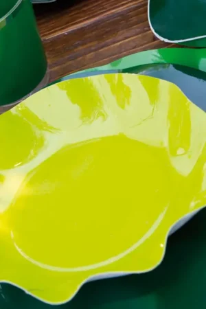 Bon Plan Assiette en carton design Vague Vert anis 27cm x 10 pièces