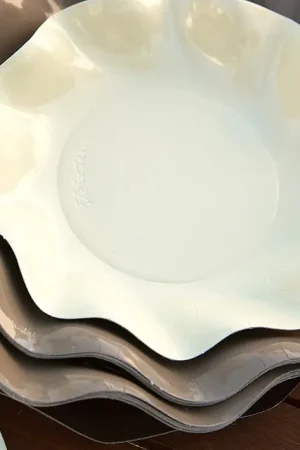 Prix Réduit Assiette en carton design Vague Ivoire 27cm x 8 pièces