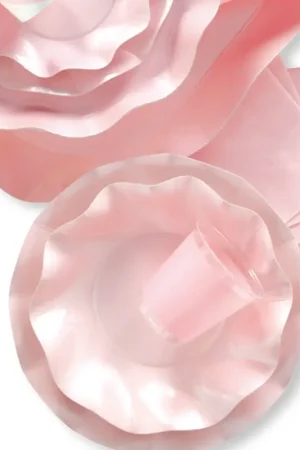 Remise Assiette jetable en carton design Vague Rose 27cm x 8 pièces