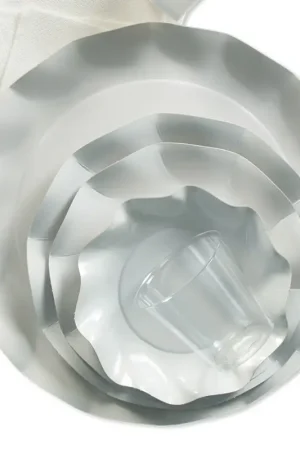 Petite Assiette en carton design Vague Blanc 21cm x 20 pièces Acheter En Ligne