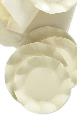 Top Vente Petite Assiette en carton design Vague Ivoire 21cm x 8 pièces