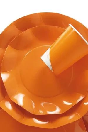 Soldes Petite Assiette en carton design Vague Orange 21cm x 8 pièces