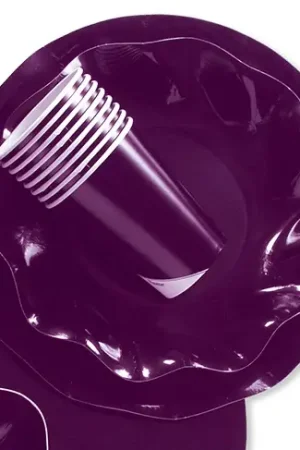 Petite Assiette en carton design Vague Violet 21cm x 10 pièces Expédition Rapide