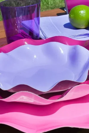 Petite Assiette en carton jetable Fleur Parme 21cm x 10 pièces Solde