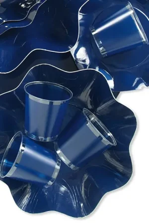 Haute Qualité Petite Assiette en carton jetable Fleur Bleu marine 21cm x 10 pièces