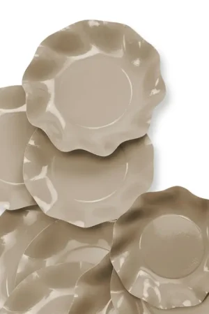 Nouvel Arrivage Petite Assiette en carton jetable Fleur Taupe 21cm x 8 pièces