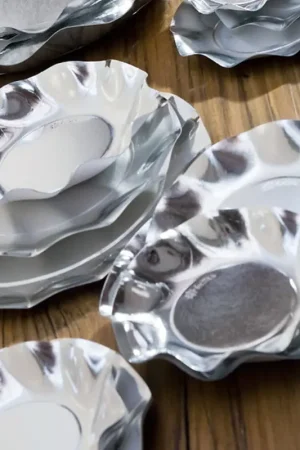 Petite Assiette en carton jetable Fleur Argent 21cm x 10 pièces Achat Immédiat