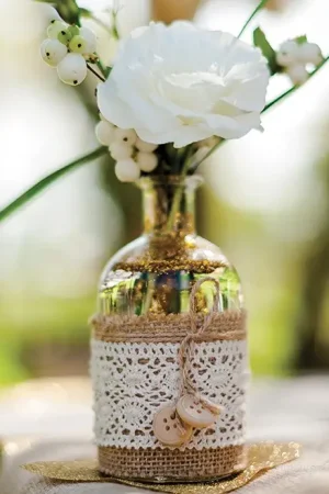 Paiement Sécurisé Vase jute et dentelle vintage