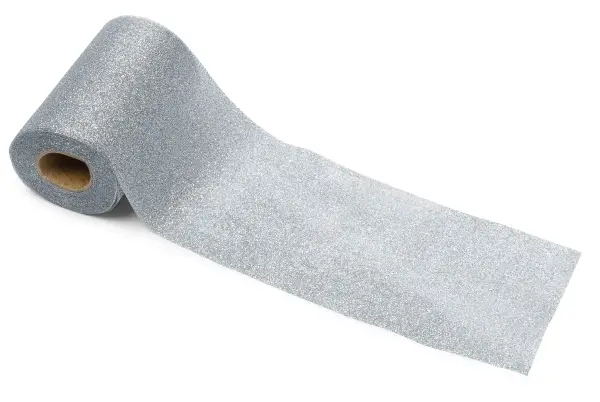 Dernier Modèle Ruban etincelant pailleté Argent 10cm x 6 mètres