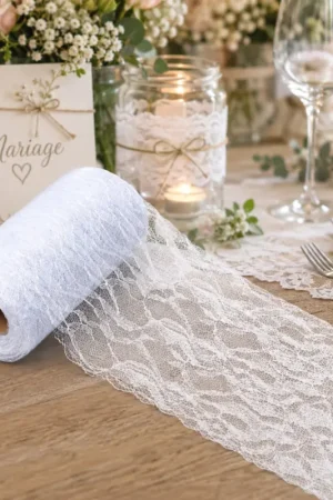 Quantité Limitée Ruban en dentelle Blanc 10cm x 10 mètres