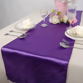 Chemin de table en satin Violet 36cm x 9 mètres Prix Réduit