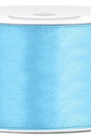Ruban satin large Bleu ciel 38mm x 25 mètres Dernier Modèle