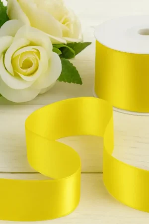 Haute Qualité Ruban mariage satin Jaune 38mm x 25 mètres