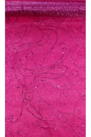 Produit De Marque Chemin de table en organza Diamant Fuchsia