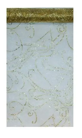 Prix Réduit Chemin de table en organza Diamant Or