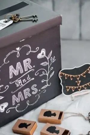 Meilleur Prix Urne mariage Noir Mr Mrs