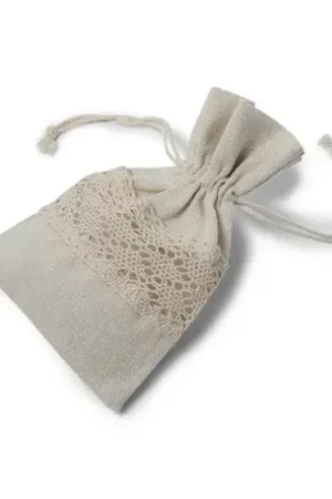 Must-Have Sac à dragées avec lin et dentelle x 5 pièces