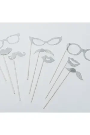 Certifié Kit photobooth Argent Pailletées x 9 pièces