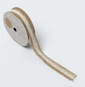 Acheter Direct Ruban en dentelle sur jute 25mm x 5 mètres