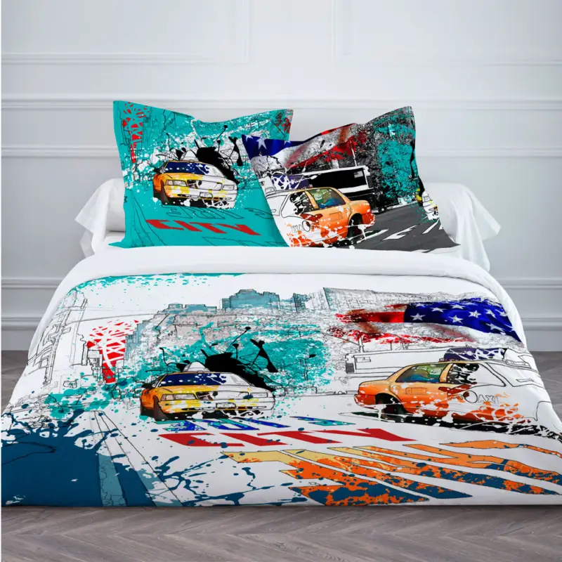 Housse de couette pas cher 220x240 New York Colors Meilleur Choix