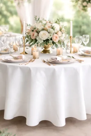 Nappe ronde 180cm Blanche en tissu intisse Offre Du Jour