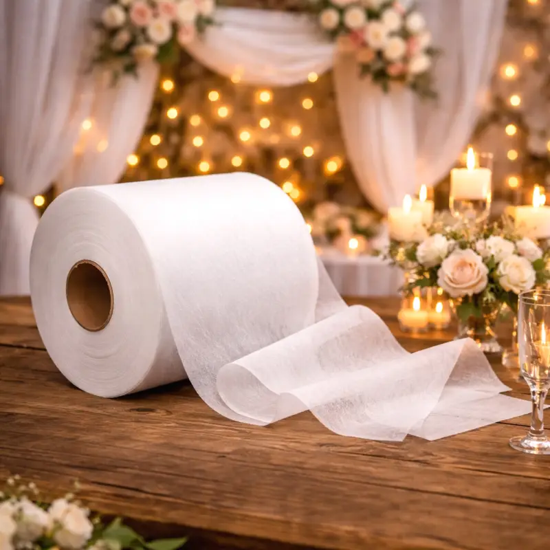 Achetez Aujourd'hui Ruban tissu intisse large 20cm x 100 mètres Blanc pour 40 noeuds de chaise