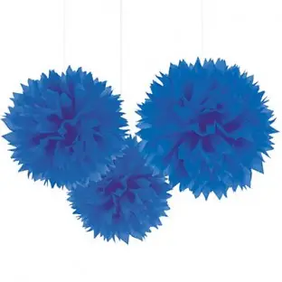 Produit De Marque Boule pompon papier de soie Bleu Roi x 3 pièces