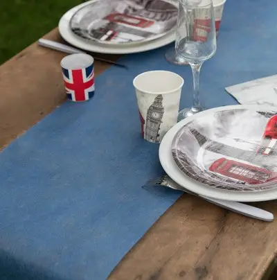 Chemin de table mariage intisse Bleu Marine Jusqu'à Épuisement Des Stocks