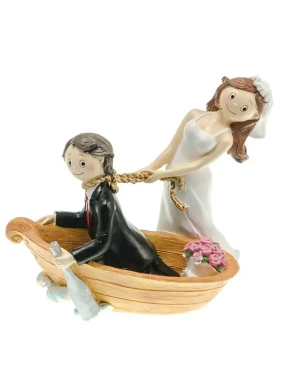Top Vente Couple de mariés en résine sur barque