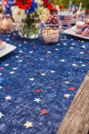 Chemin de table Bleu marine fanon 5mx30cm Offre Exclusive