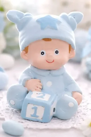 Must-Have Figurine Baptême Garçon Bleu Ciel x 2 pièces