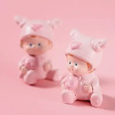 Vente Flash Figurine Baptême Fille Rose x 2 pièces