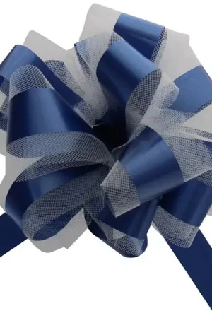 Offre Spéciale Noeud en tulle Bleu Marine 50cm x2