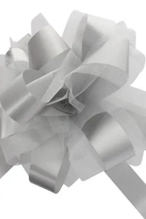Bon Plan Noeud en tulle Gris Argent 50cm x2