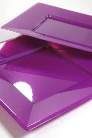 Nouvelle Collection Assiette carrée plastique Pourpre Réutilisable 23cm x 12