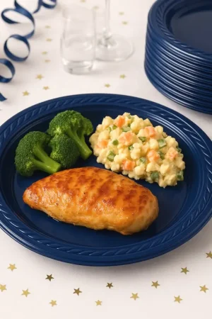 Assiette plastique ronde Bleu marine 22cm x 20 pièces Nouvel Arrivage