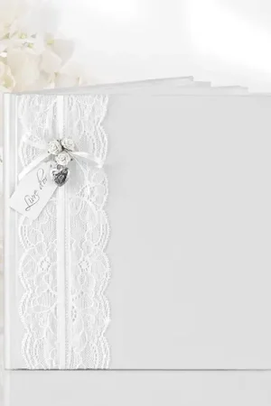 Solde Livre d'Or Blanc avec Dentelle Blanche