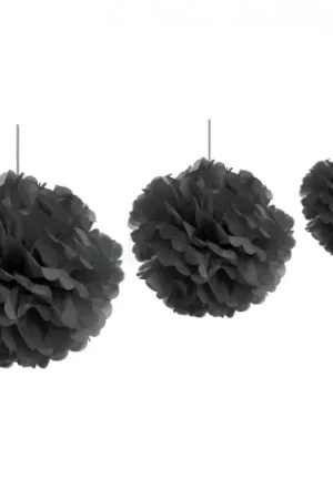 Boule pompon papier de soie Noir x 3 pièces Petit Prix