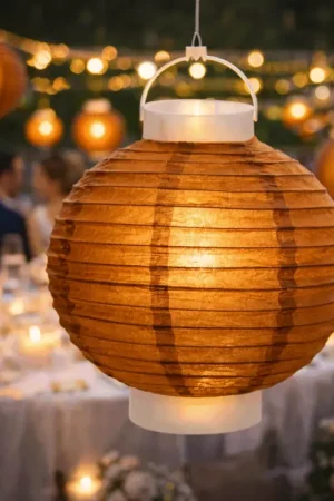 Livraison Express Boule japonaise Chocolat lanterne avec LED 20cm