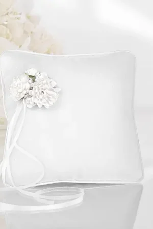 Haute Qualité Coussin D'Alliance avec fleurs Blanche