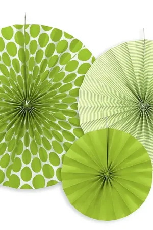 Rosace eventail en papier Vert anis a suspendre x 3 pièces Acheter En Ligne