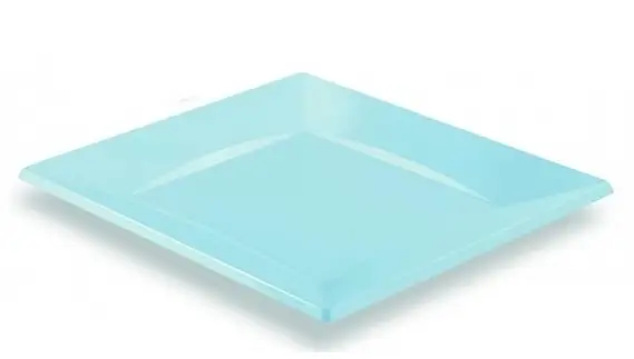 Assiette plastique carrée Bleu ciel Réutilisable 23 cm x 12 pièces Petit Prix