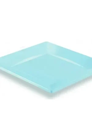 Marque Assiette carrée plastique Bleu ciel réutilisable 18cm x12 pièces